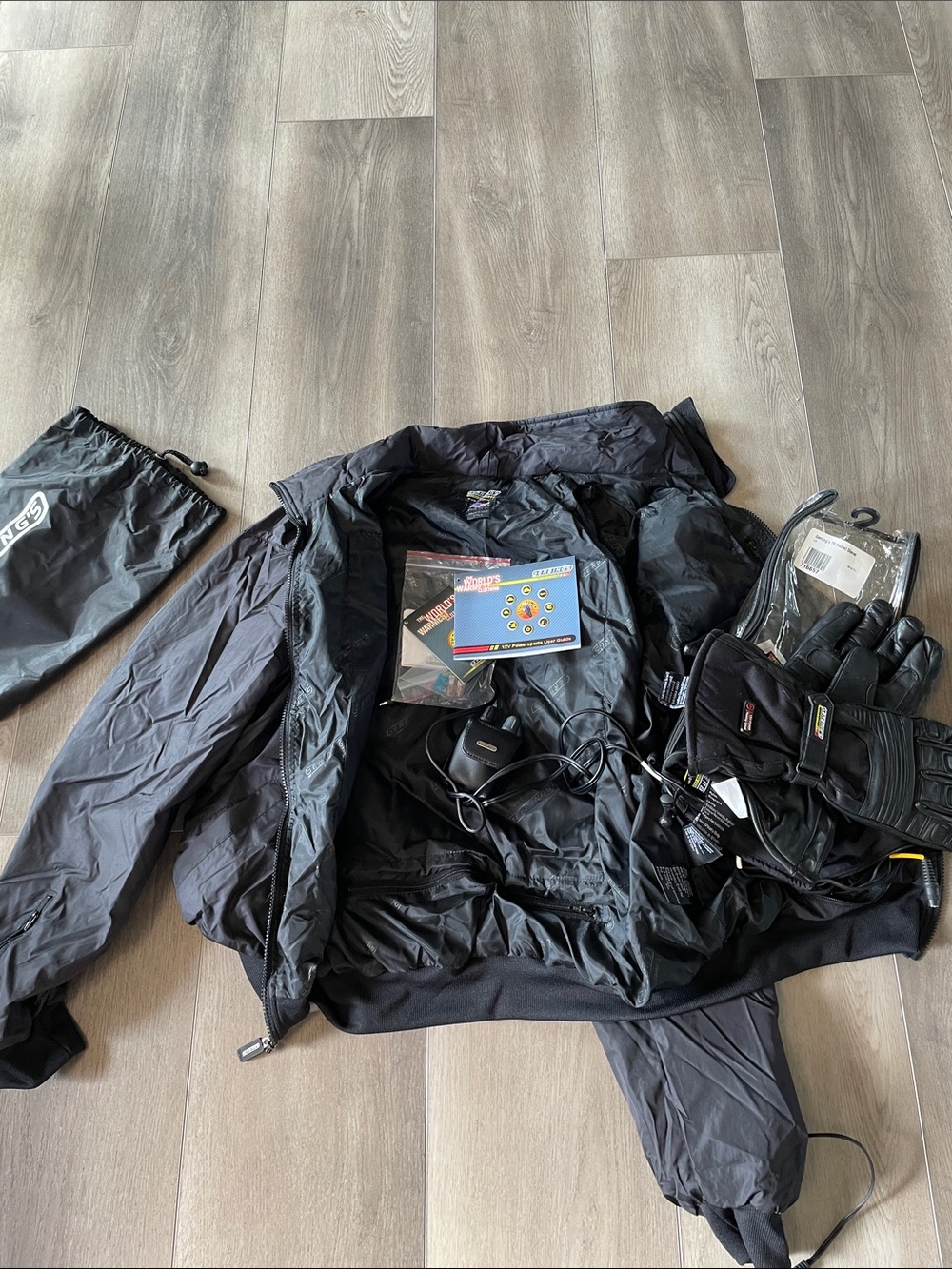 Garbing 12V heated jacket liner, controller, gloves